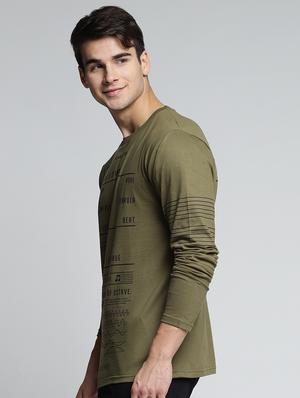 olive green cotton all over print t-shirt - 15497595 - Standard Image - 2