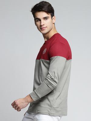 grey cotton color block t-shirt - 15497598 - Standard Image - 2
