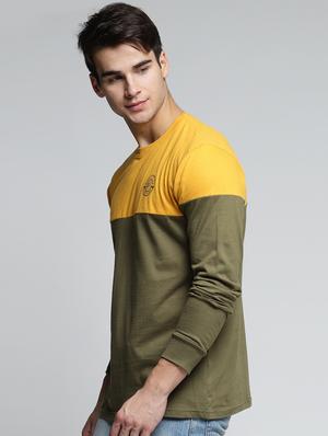yellow cotton color block t-shirt - 15497599 - Standard Image - 2