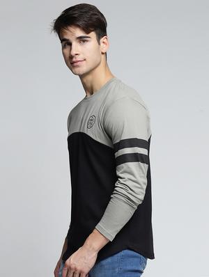 grey cotton color block t-shirt - 15497602 - Standard Image - 2
