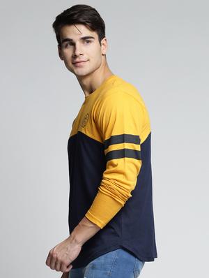 yellow cotton color block t-shirt - 15497605 - Standard Image - 2