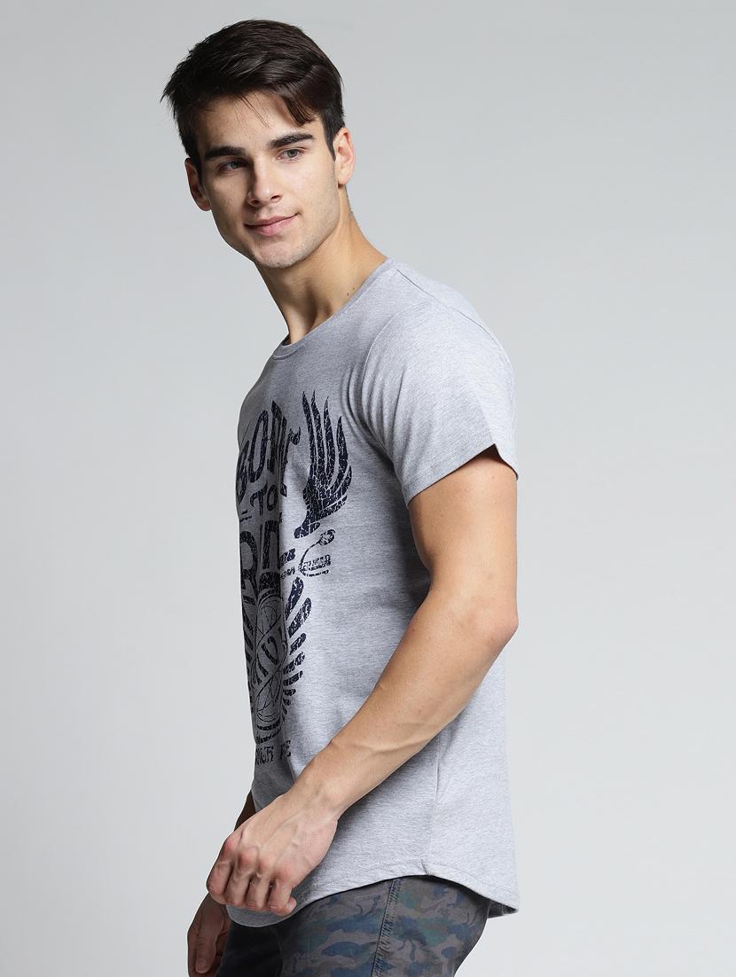 grey cotton front print t-shirt - 15497615 - Zoom Image - 2