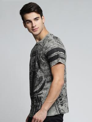 grey cotton all over print tshirt - 15497623 - Standard Image - 2