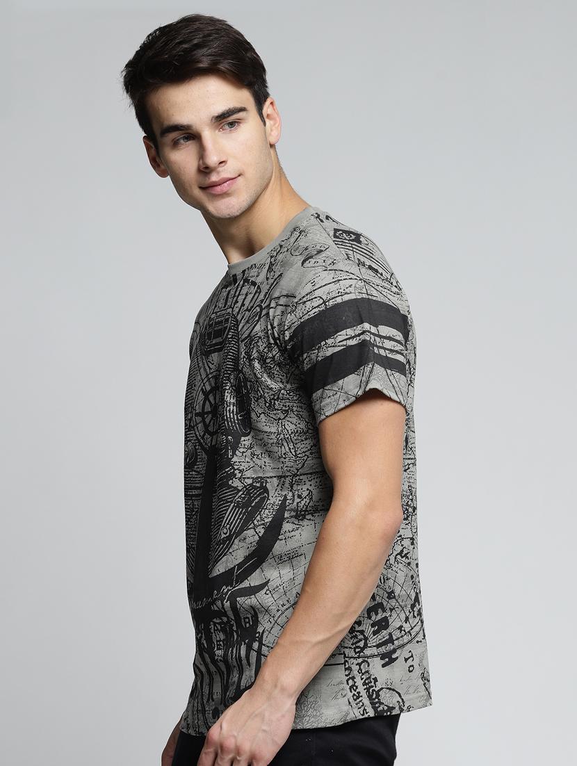 grey cotton all over print tshirt - 15497623 - Zoom Image - 2