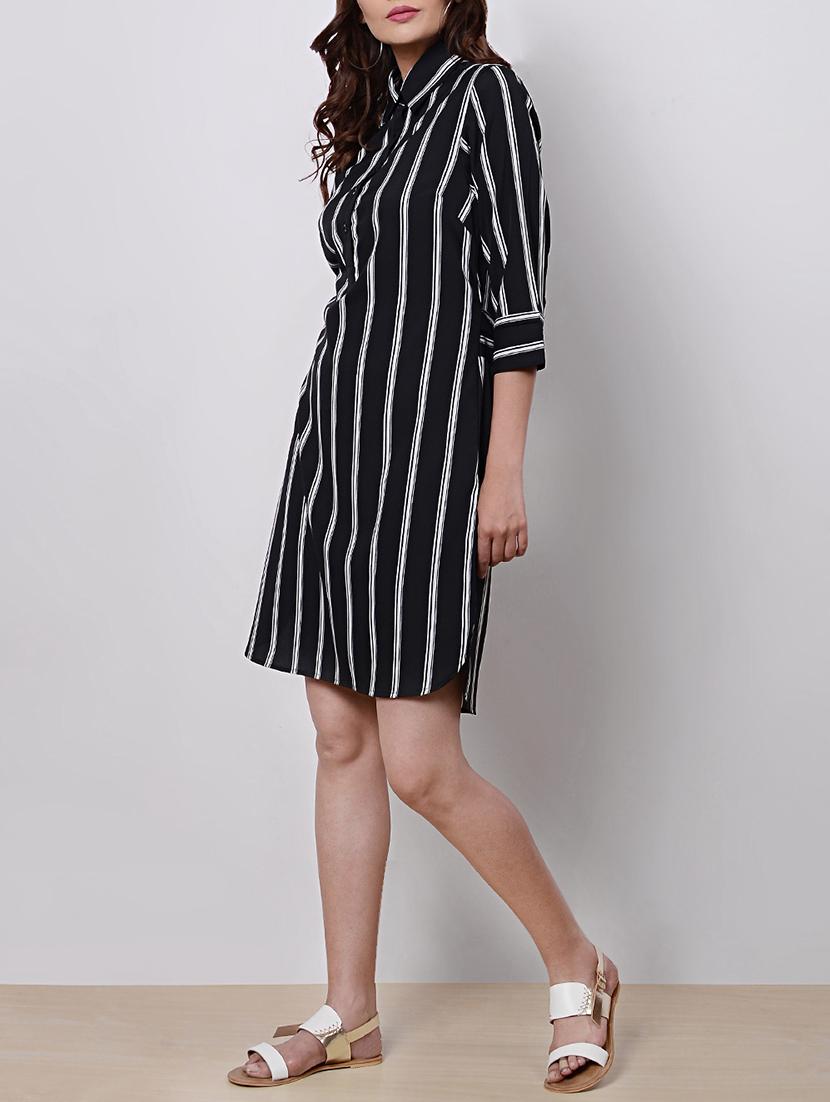 monochrome striped back bow tie dress - 15497680 - Zoom Image - 2