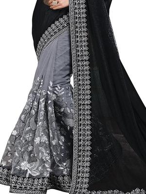 floral embroidered half & half saree with blouse - 15497800 - Standard Image - 2