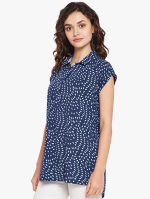 cap sleeved printed tunic - 15497875 - Standard Image - 2