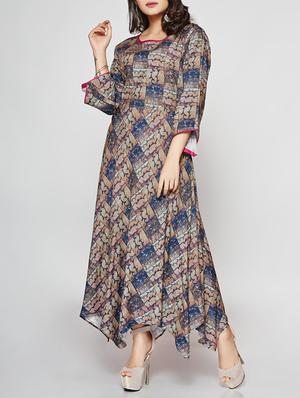 Asymmetric printed kurta - 15498119 - Standard Image - 2