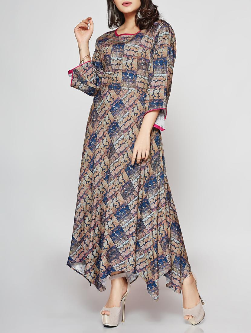 Asymmetric printed kurta - 15498119 - Zoom Image - 2