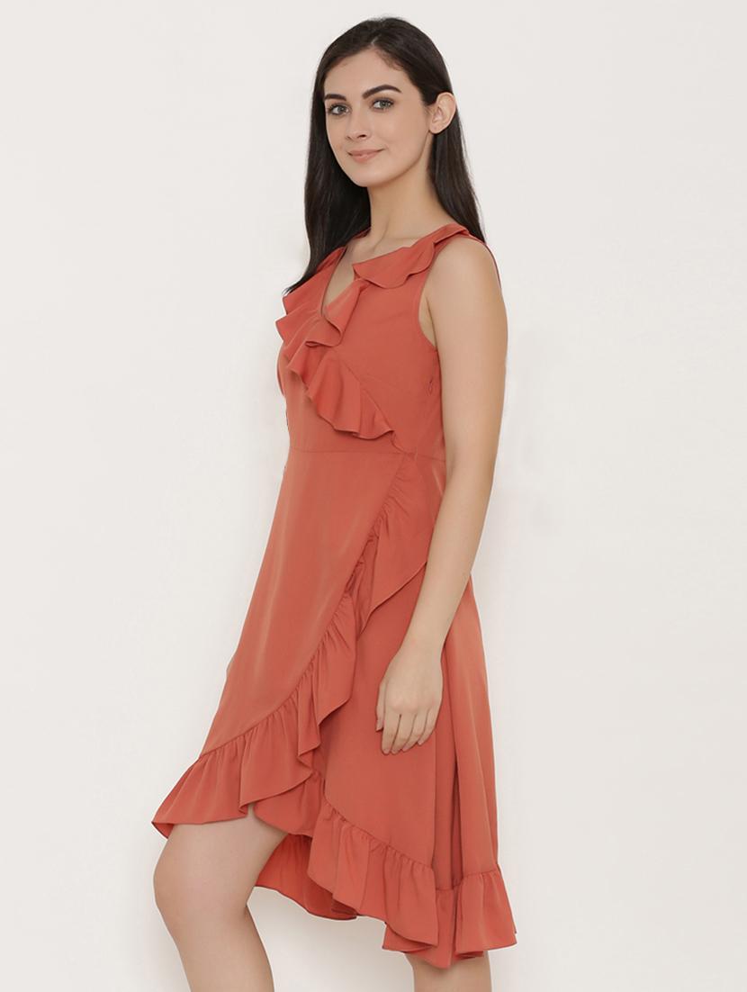 v-neck ruffled dress - 15498679 - Zoom Image - 2