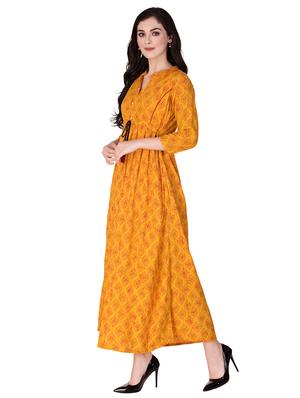contrast piping ethnic printed dress - 15498812 - Standard Image - 2