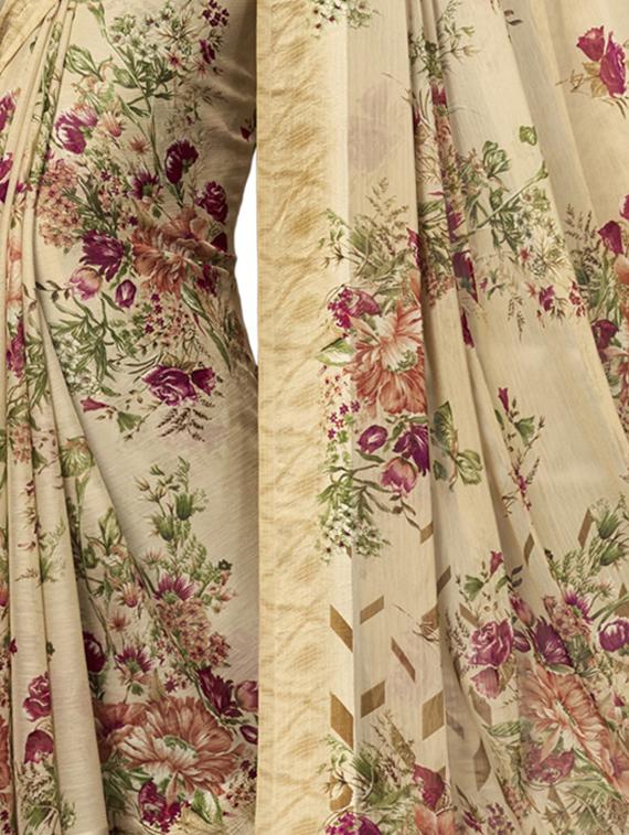 floral printed saree with blouse - 15498830 - Zoom Image - 2