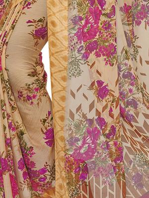 Floral printed saree with blouse - 15498831 - Standard Image - 2