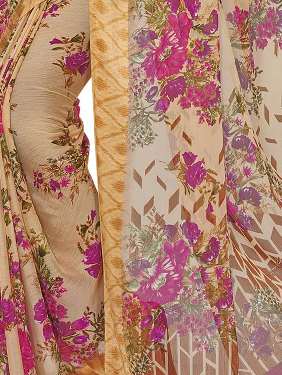 Floral printed saree with blouse - 15498831 - Zoom Image - 2
