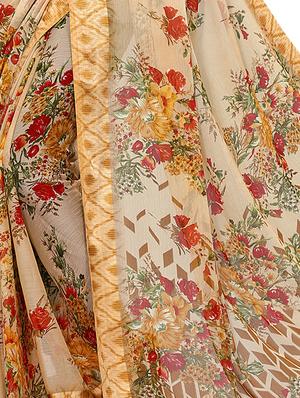 Floral printed saree with blouse - 15498833 - Standard Image - 2