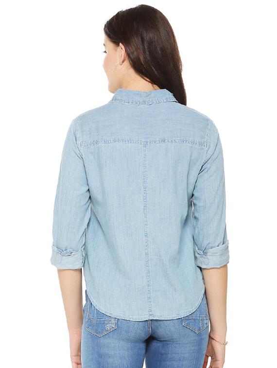 roll-up sleeved denim shirt - 15498979 - Zoom Image - 2