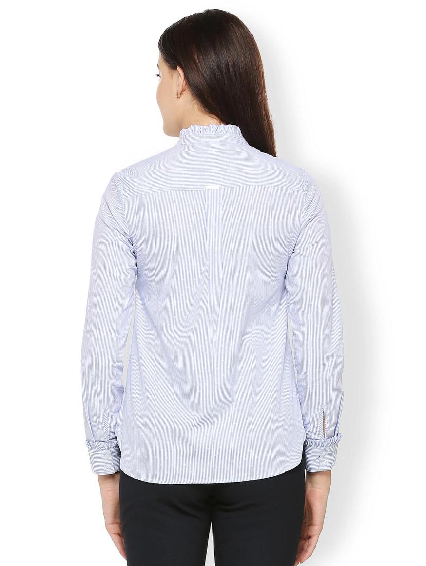 frill detail printed striped shirt - 15498984 - Zoom Image - 2