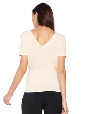 overlap back self-tie waist top - 15499021 - Standard Image - 2