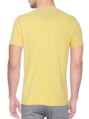 yellow cotton blend front print t-shirt - 15500110 - Standard Image - 2