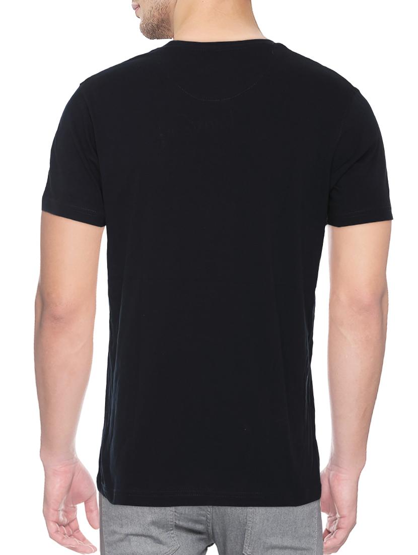 navy blue cotton blend front print t-shirt - 15500111 - Zoom Image - 2
