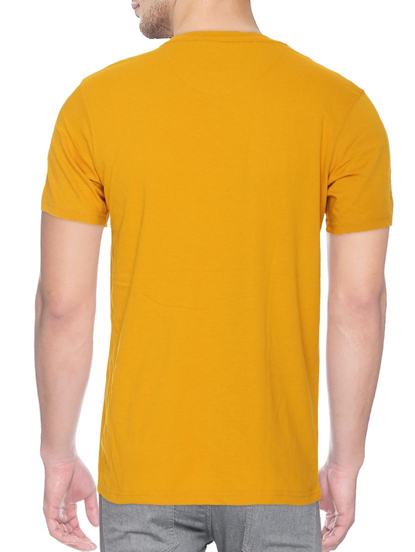 yellow cotton blend chest print tshirt - 15500116 - Zoom Image - 2