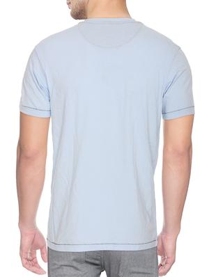light blue cotton blend chest print tshirt - 15500122 - Standard Image - 2