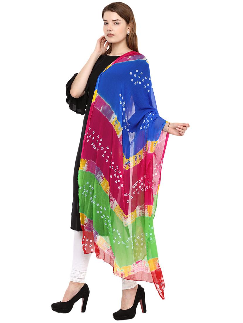 multi chiffon printed dupatta - 15500312 - Zoom Image - 2