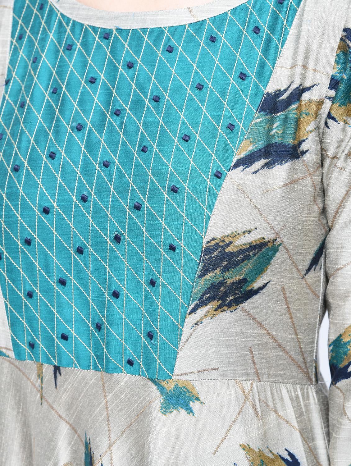 silk a-line Printed Kurta - 15501424 - Zoom Image - 5