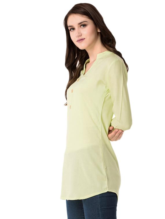 green rayon fusion kurta - 15502226 - Zoom Image - 2
