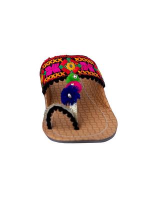 multi colored one toe kolhapuris - 15502348 - Standard Image - 2