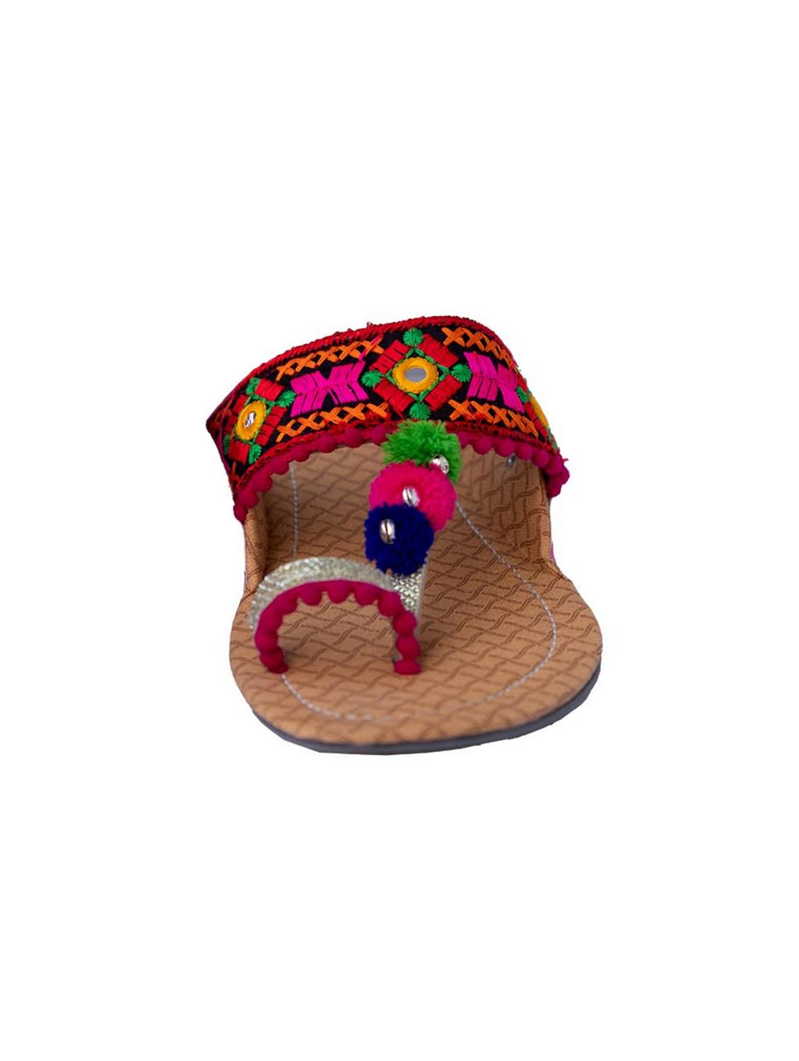 multi colored one toe kolhapuris - 15502350 - Zoom Image - 2
