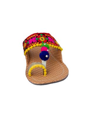 multi colored one toe kolhapuris - 15502351 - Standard Image - 2