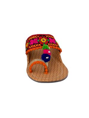 multi colored one toe kolhapuris - 15502352 - Standard Image - 2