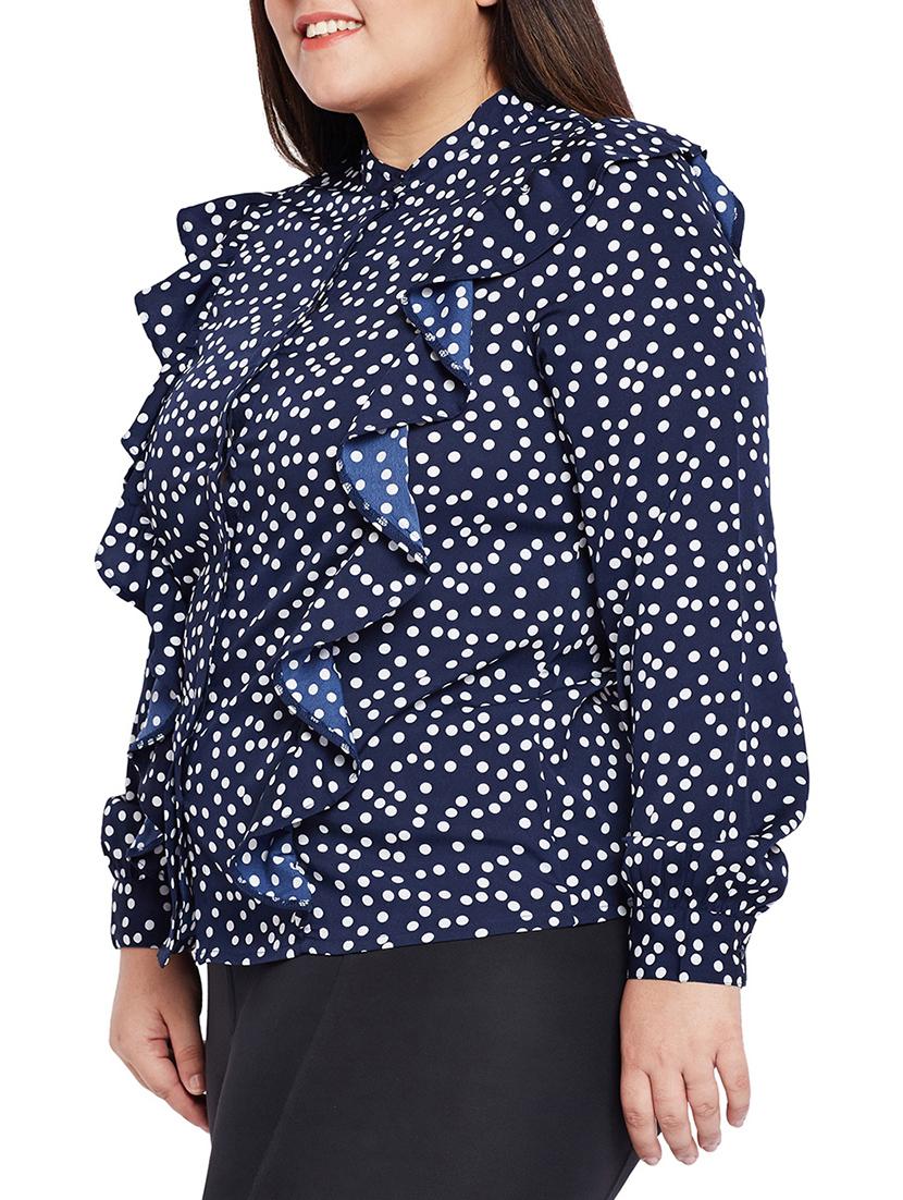 concealed placket ruffle detailed printed shirt - 15502695 - Zoom Image - 2