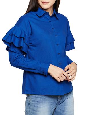 ruffle detail sleeved shirt - 15502699 - Standard Image - 2