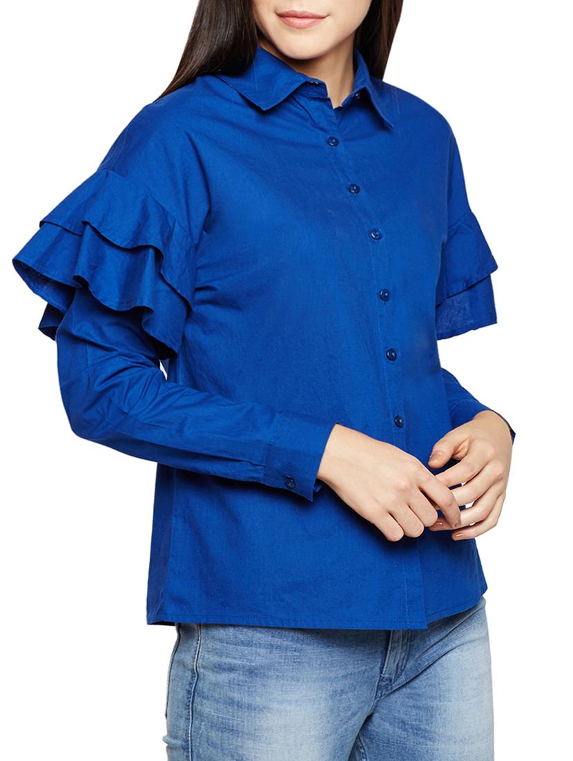 ruffle detail sleeved shirt - 15502699 - Zoom Image - 2