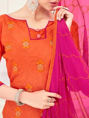 Embroidered unstitched churidaar suit - 15503023 - Standard Image - 2