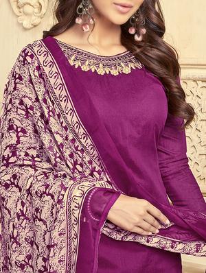 Embroidered unstitched churidaar suit - 15503031 - Standard Image - 2