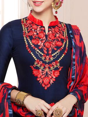 Embroidered unstitched patiyala suit - 15503043 - Standard Image - 2