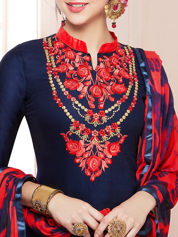 Embroidered unstitched patiyala suit - 15503043 - Zoom Image - 2