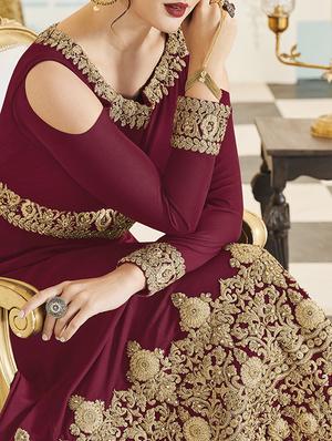 embroidered semi-stitched anarkali suit - 15503327 - Standard Image - 2