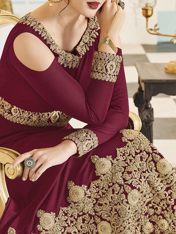 embroidered semi-stitched anarkali suit - 15503327 - Zoom Image - 2