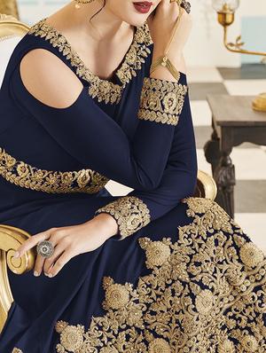embroidered semi-stitched anarkali suit - 15503328 - Standard Image - 2
