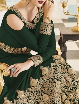 embroidered semi-stitched anarkali suit - 15503330 - Standard Image - 2