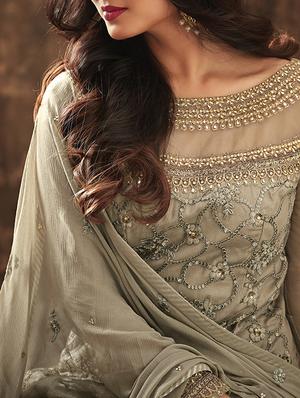 Embroidered semi-stitched sharara suit - 15503360 - Standard Image - 2