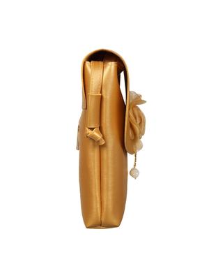 gold leatherette (pu) regular sling bag - 15503430 - Standard Image - 5