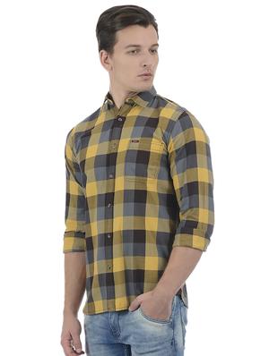 yellow cotton blend casual shirt - 15503938 - Standard Image - 2