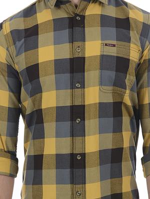 yellow cotton blend casual shirt - 15503938 - Standard Image - 5