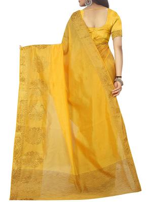 Ethnic motif foil printed saree with blouse - 15504228 - Standard Image - 2
