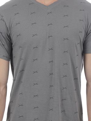 grey cotton blend all over print t-shirt - 15504461 - Standard Image - 5